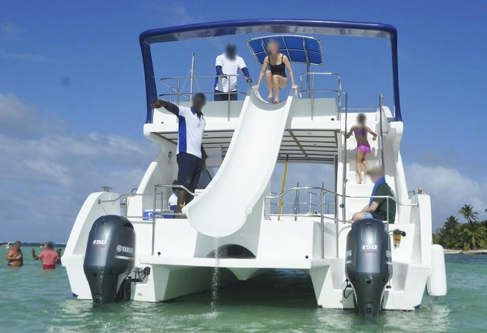 56 Ft Power Catamaran Festbåt med en vattenrutschkana
